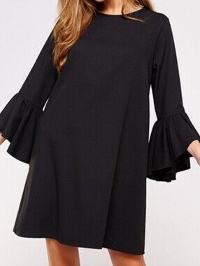 2 Hearts Black Bell Sleeve Dress